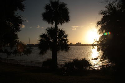 Scenic view of sunset over river