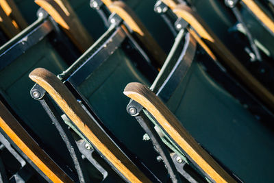 Close-up of wooden chairs