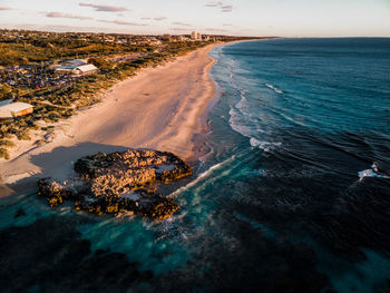 Aerial view of beach against sky