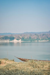 Scenic view of lake against clear sky