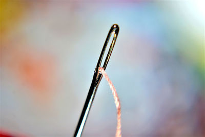 Close-up of water drops on metal