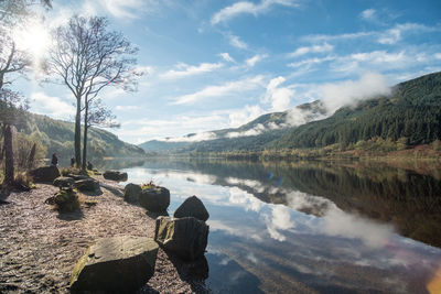 Scenic view of lake against sky