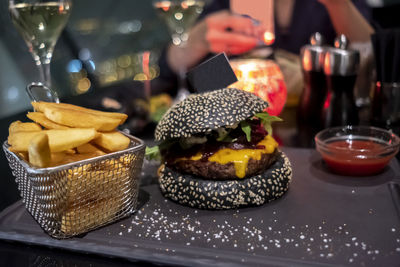 Close-up of food on table in restaurant