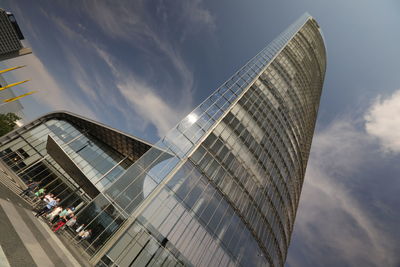 Low angle view of modern buildings against sky