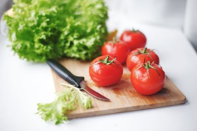 Close-up of vegetables on cutting board