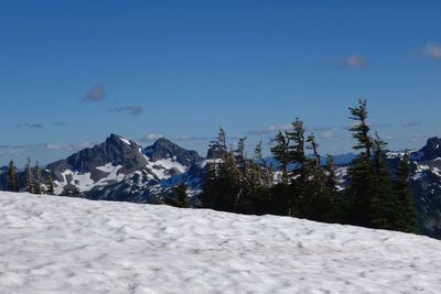 Scenic view of mountains against clear sky