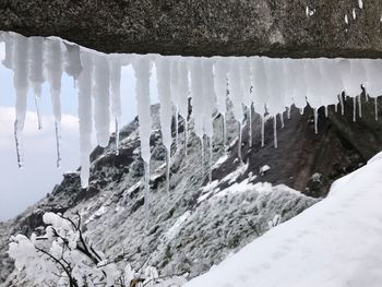 Scenic view of snow mountains against sky