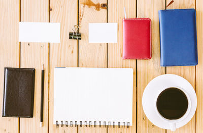 Directly above shot of coffee cup on table