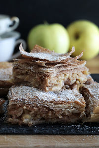 Apple pie of phyllo dough. homemade sweet baked.