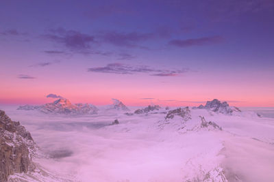 Scenic view of desert against sky during sunset