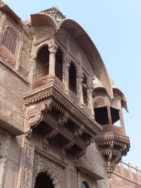Low angle view of historical building against clear sky
