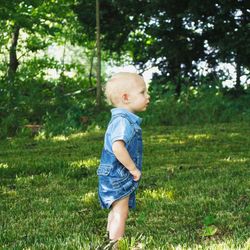 Cute boy on field