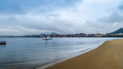 Scenic view of sea against cloudy sky