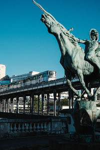 Low angle view of statue against clear sky