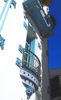 Low angle view of modern building against clear sky