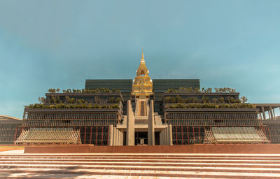 Low angle view of temple building against sky