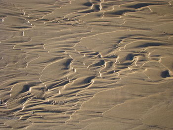 High angle view of sand dunes at beach
