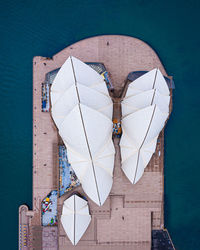 High angle view of ship in sea