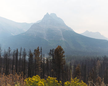 Glacier national park, filled with smoke from nearby wildfires ravaging the western usa.