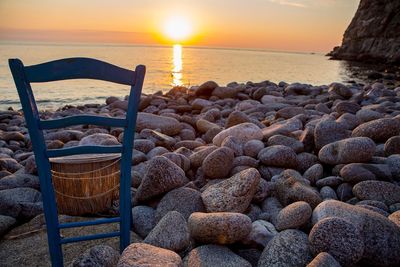 Scenic view of sea at sunset