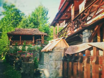 House against trees and building