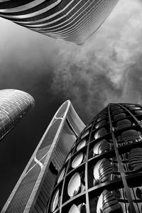 Low angle view of modern buildings against sky