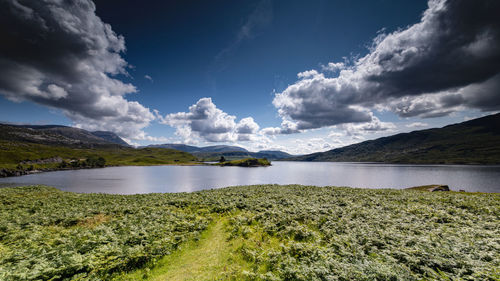 Scenic view of lake against sky
