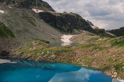 Mountain lake kraternoe in the caucasus mountains