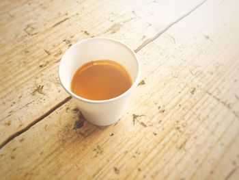 High angle view of coffee on table