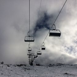 Overhead cable car against sky