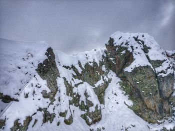 Scenic view of snow covered mountain against sky