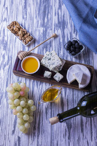 High angle view of food on table