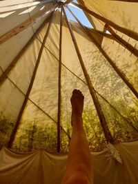 Low section of person in hammock