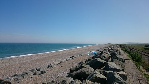 Scenic view of sea against clear sky