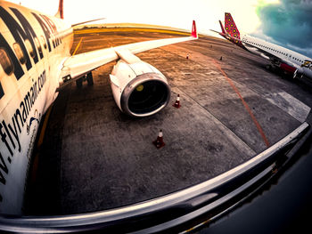 High angle view of airport runway