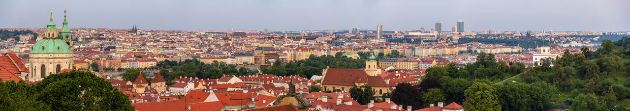 Aerial view of townscape against sky