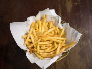 High angle view of food on table