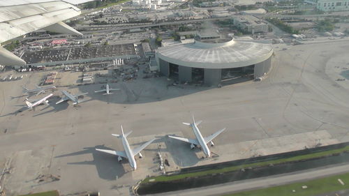 High angle view of airport runway