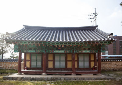 Low angle view of temple against clear sky