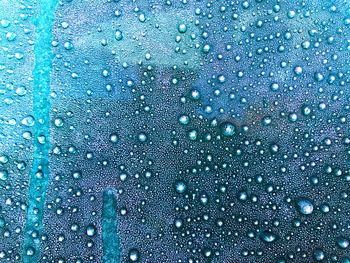 Full frame shot of wet glass window