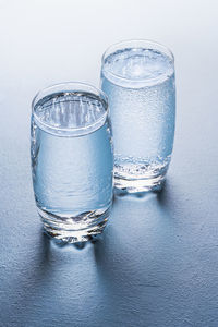 Close-up of water glass on table