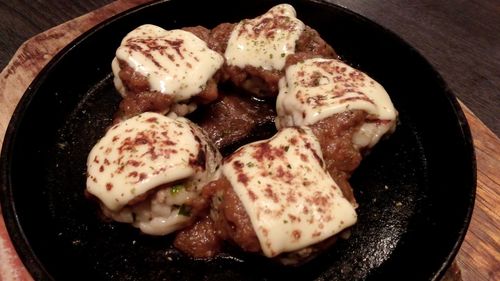 High angle view of breakfast in plate