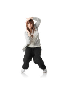 Portrait of young woman against white background