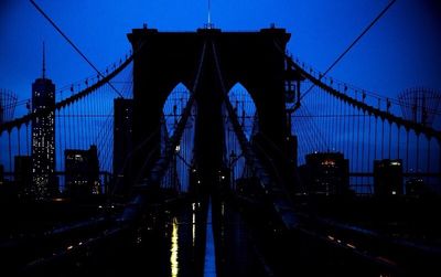 Suspension bridge against blue sky