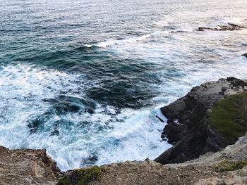 High angle view of sea waves