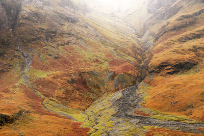 Scenic view of mountains during autumn