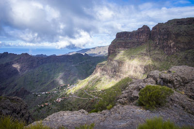 Scenic view of mountains against sky