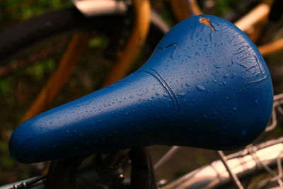 Close-up of bicycle on metal