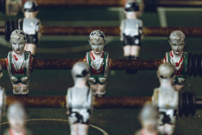 High angle view of foosball