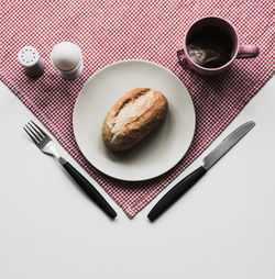 High angle view of coffee on table